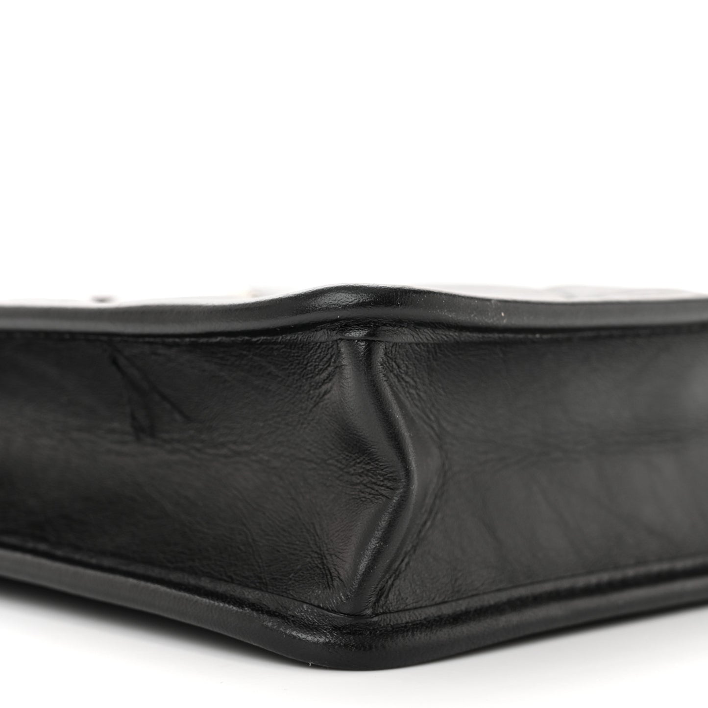 Aged Calfskin Small Charms Shopping Bag Black