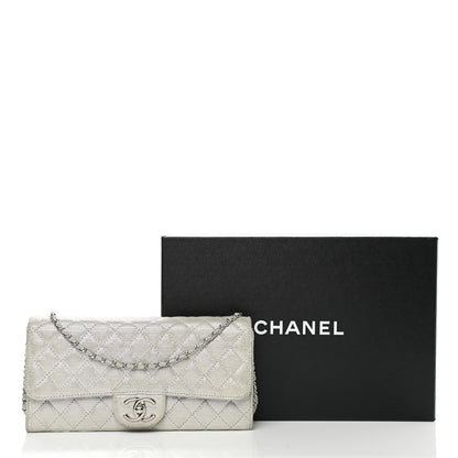 Chanel Metallic Suede Quilted East West Flap Clutch Silver 11 of 12
