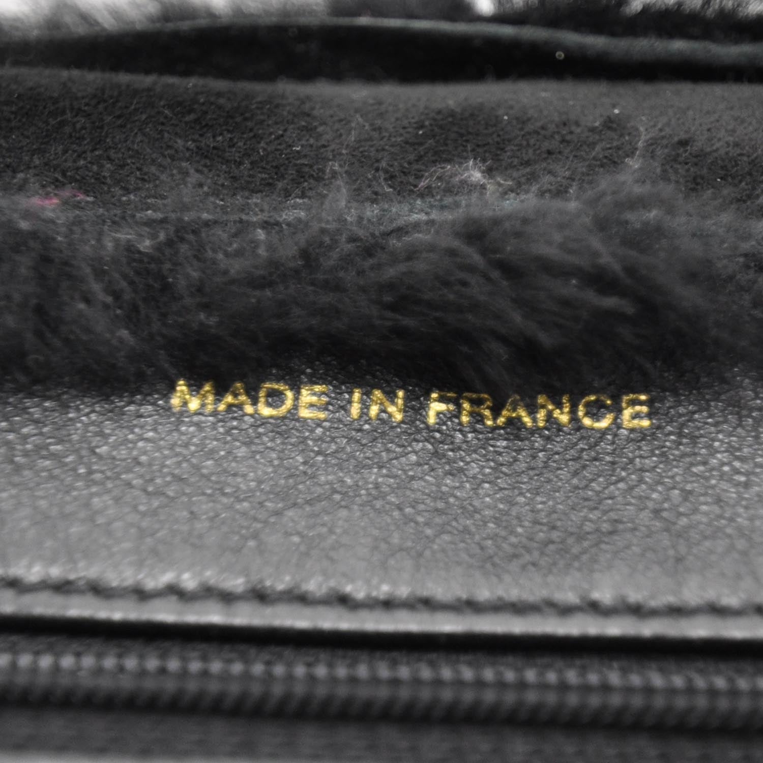 Chanel Suede Shearling Fur Handbag Black 9 of 12