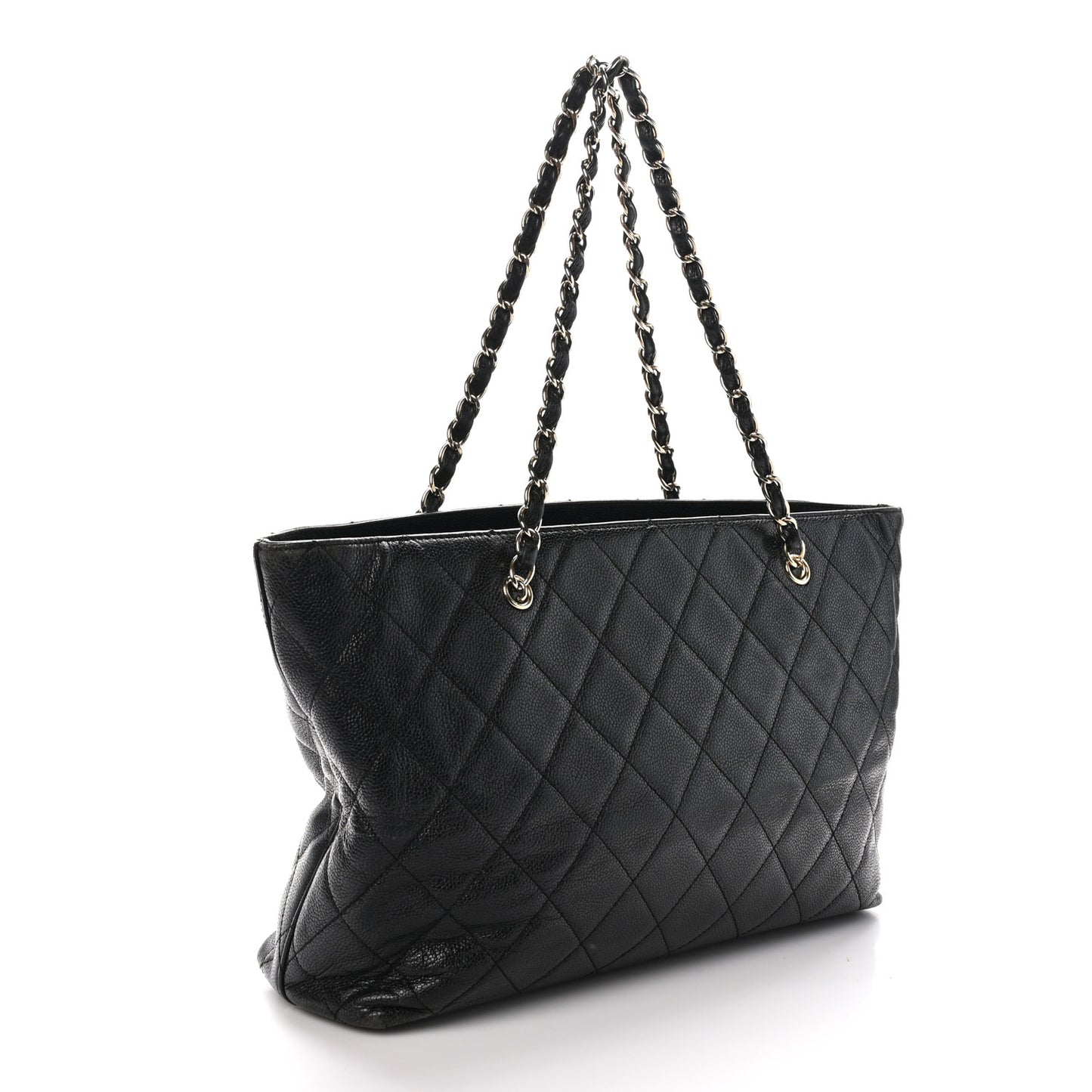 Caviar Quilted Shopping Tote Black