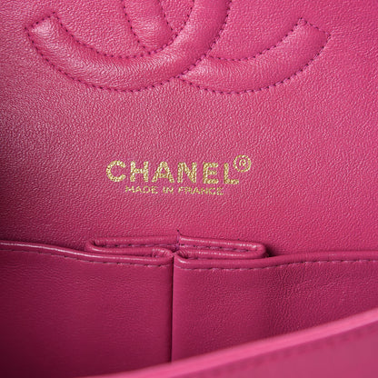 Chanel Lambskin Quilted Medium Double Flap Dark Pink 6 of 10