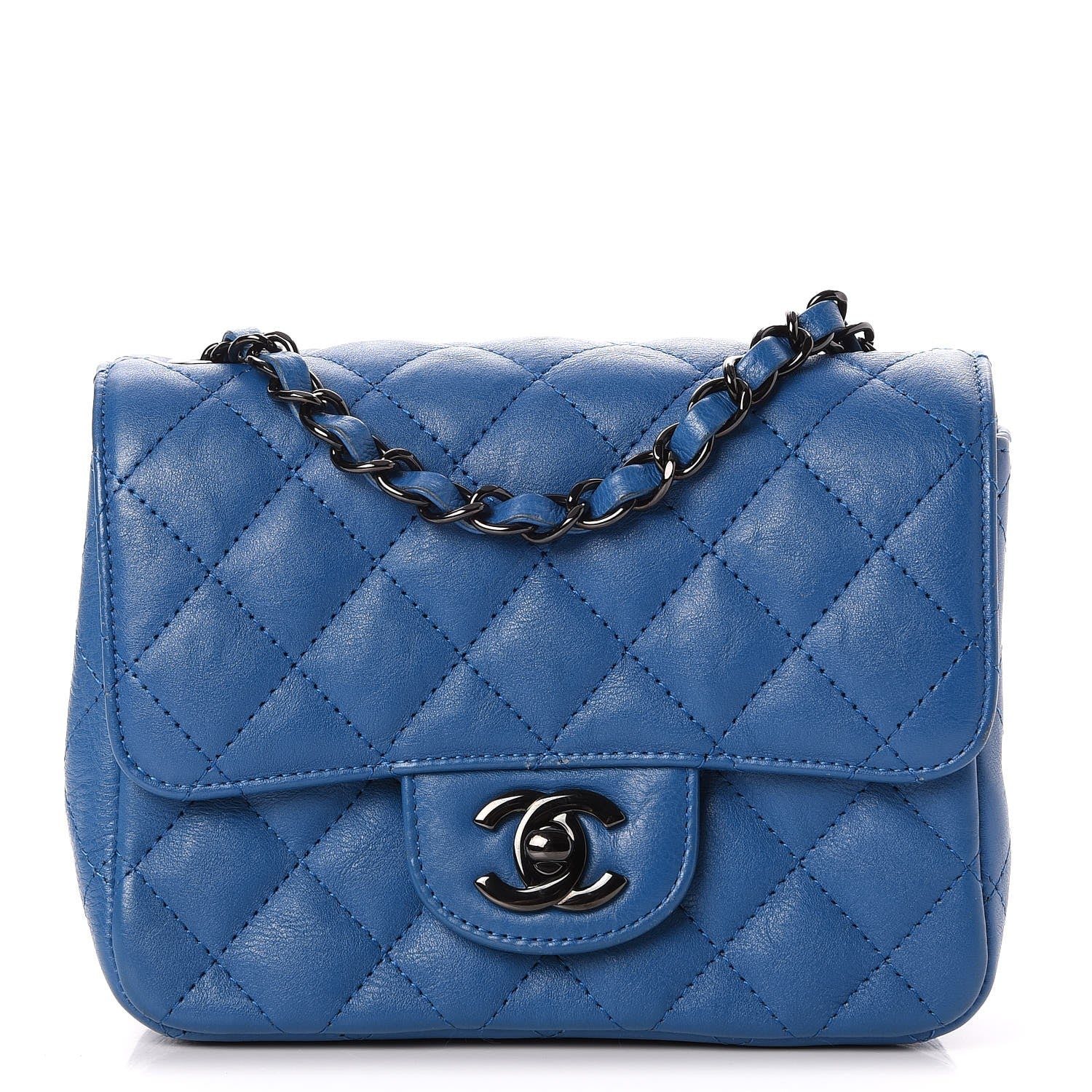 Chanel Calfskin Quilted Mini Square Flap Blue 1 of 8