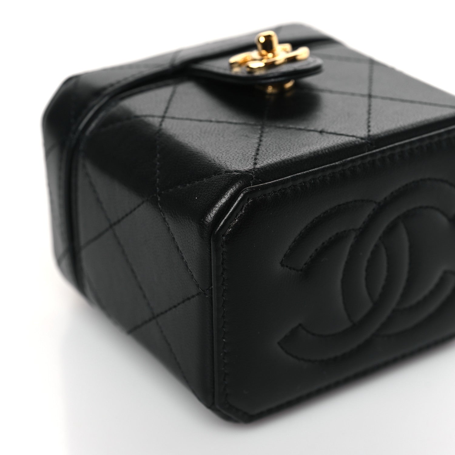 Chanel Lambskin Quilted Vanity Clutch With Chain Black 7 of 8
