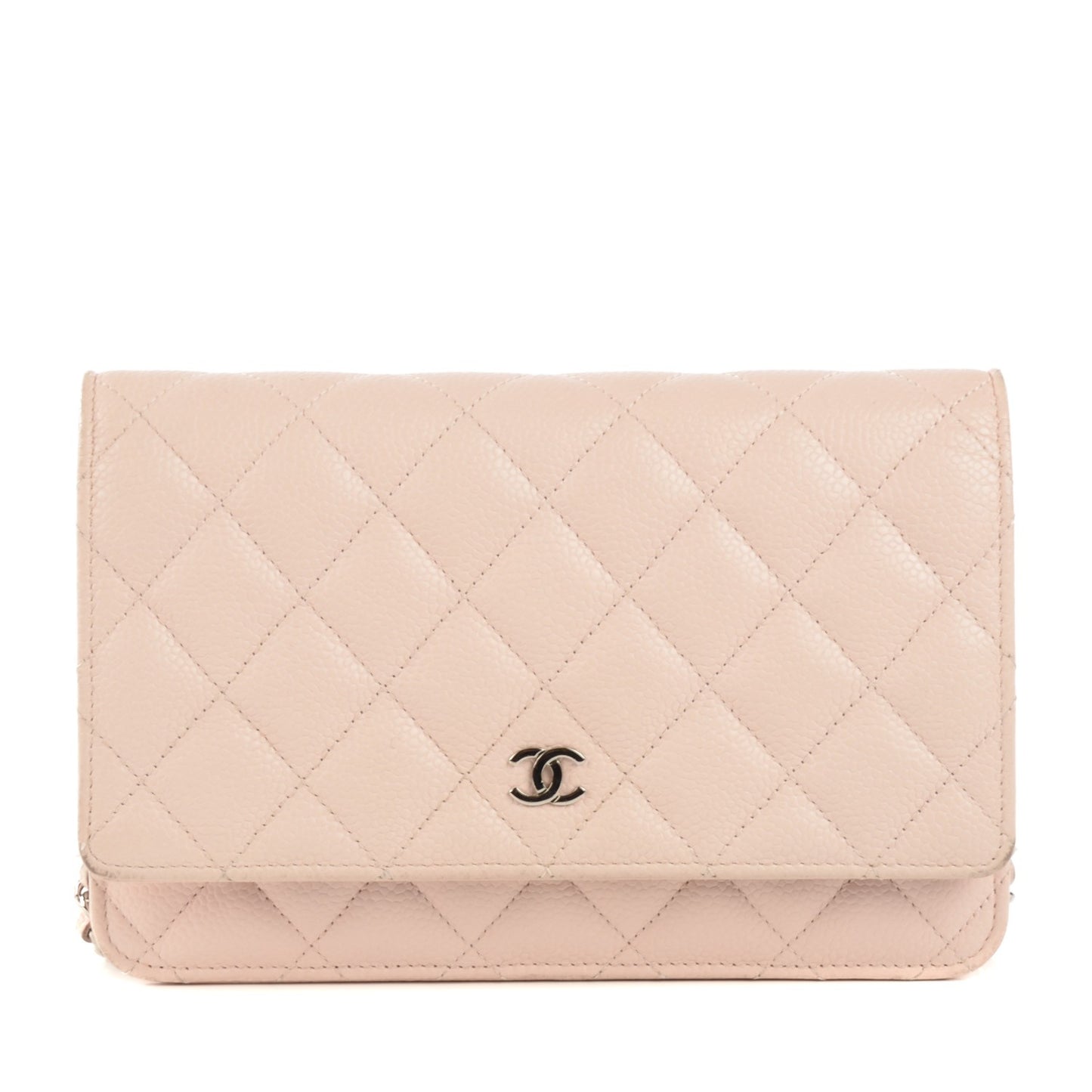 Caviar Quilted Wallet On Chain WOC Light Pink