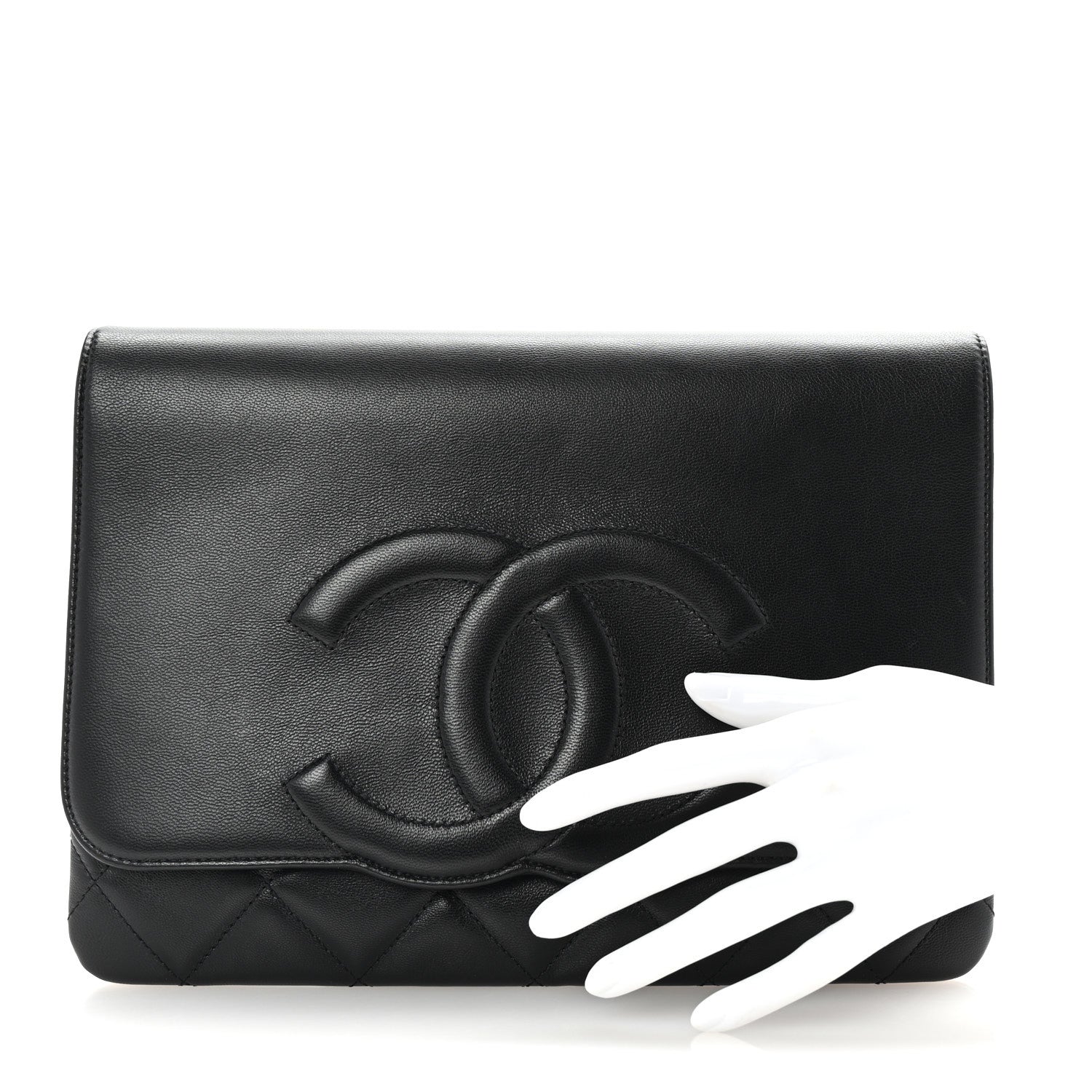 Chanel Goatskin Quilted Timeless CC Clutch Black 2 of 7