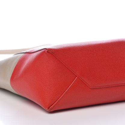 Celine Grained Calfskin Small Vertical Bi-Cabas Beige Red 14 of 17