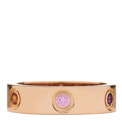 Cartier 18K Pink Gold Sapphire Garnet Amethyst 5.5mm LOVE Ring 56 7.5 4 of 6