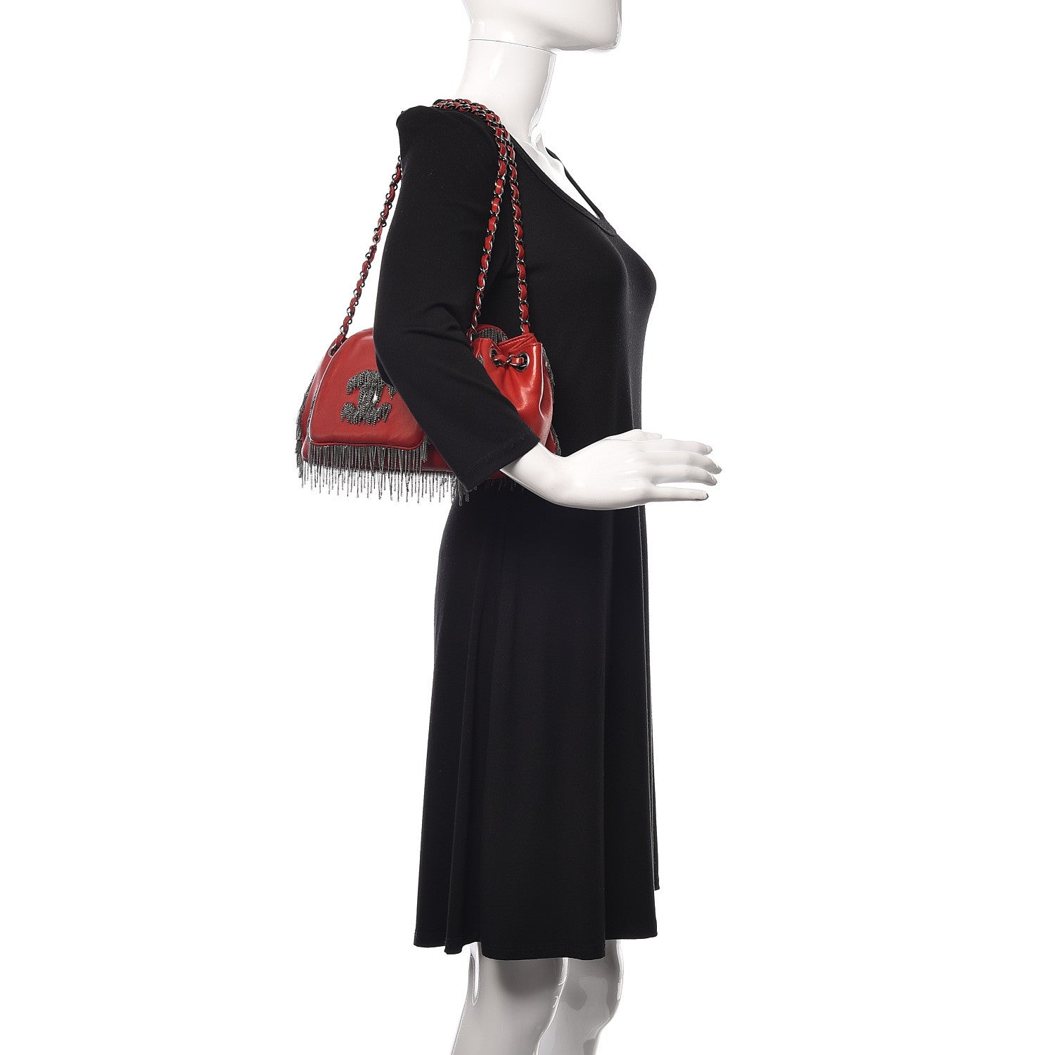 Chanel Lambskin Rock And Cabaret Chain Fringe Accordion Flap Red 2 of 18