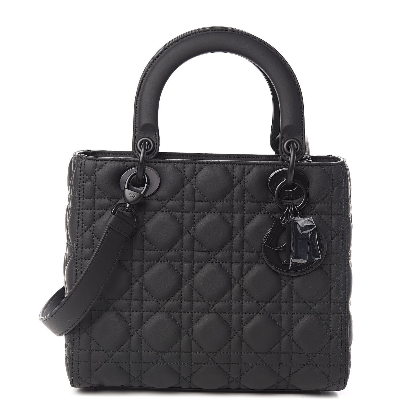 Ultra Matte Calfskin Cannage Medium Lady Dior Black