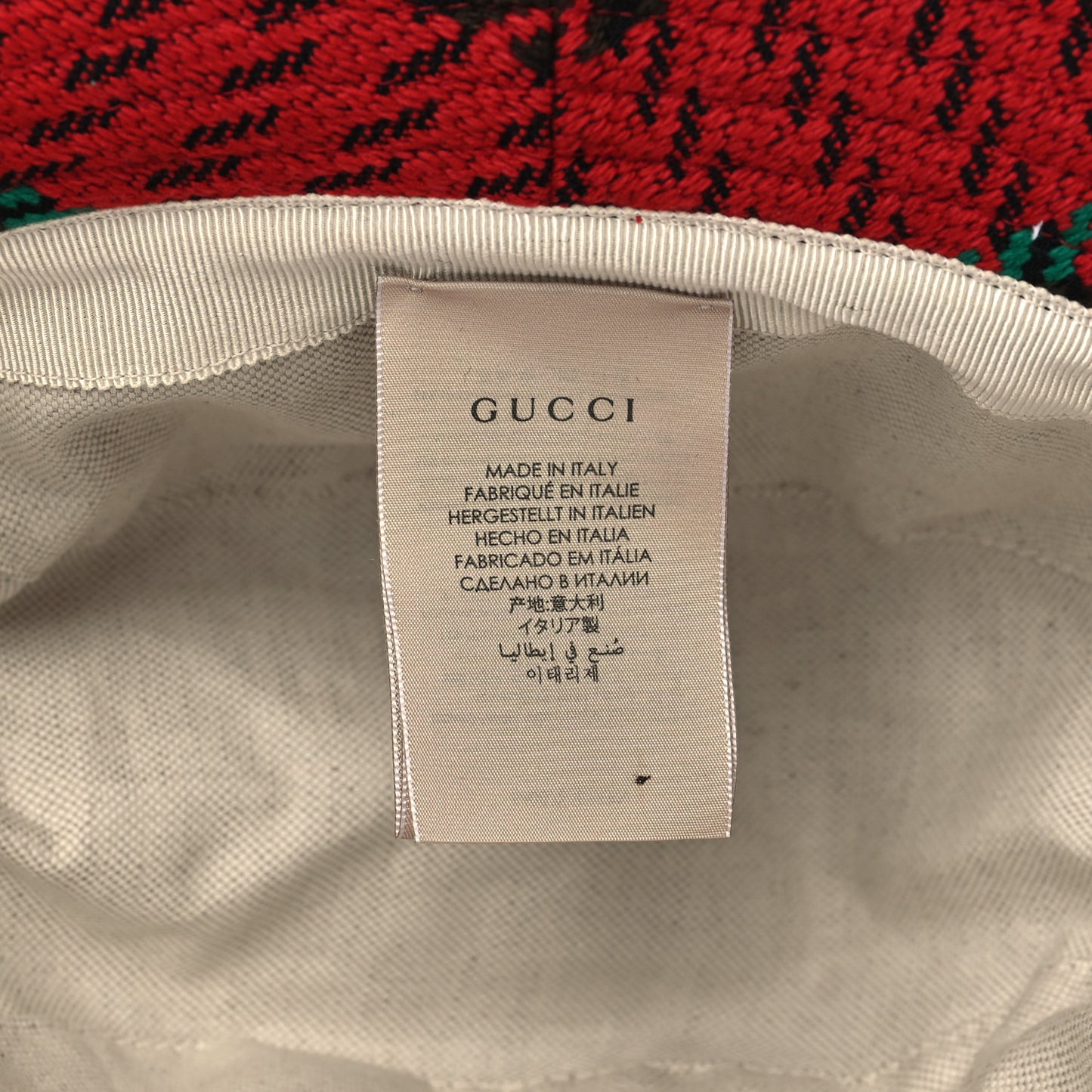 Tweed Wool Houndstooth Interlocking G Bucket Hat M Red Green