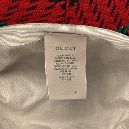 Gucci Tweed Wool Houndstooth Interlocking G Bucket Hat M Red Green 7 of 8