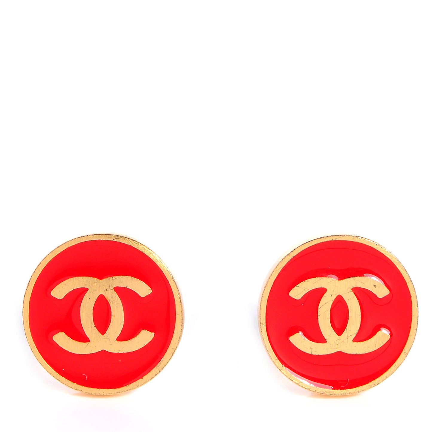 Enamel CC Clip On Earrings Red