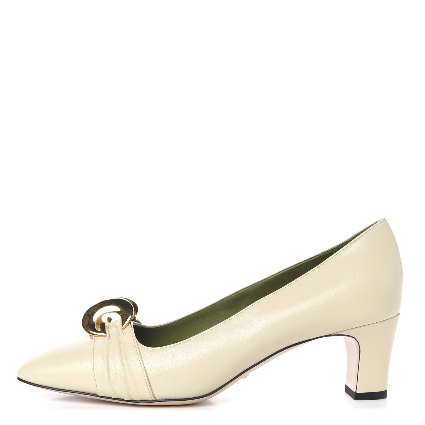 Malaga Kid Half Moon GG Square Toe Pumps 41.5 White