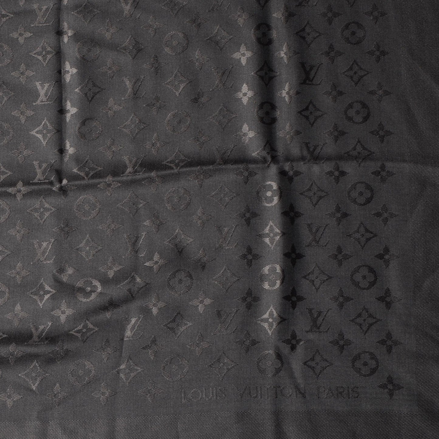 Wool Silk Monogram Shawl Anthracite
