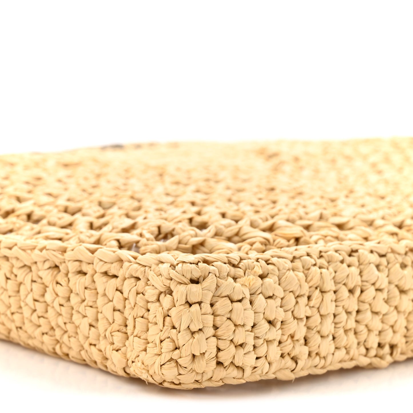 Yarn Raffia Effect Crochet Logo Embroidered Tote Bag Naturale