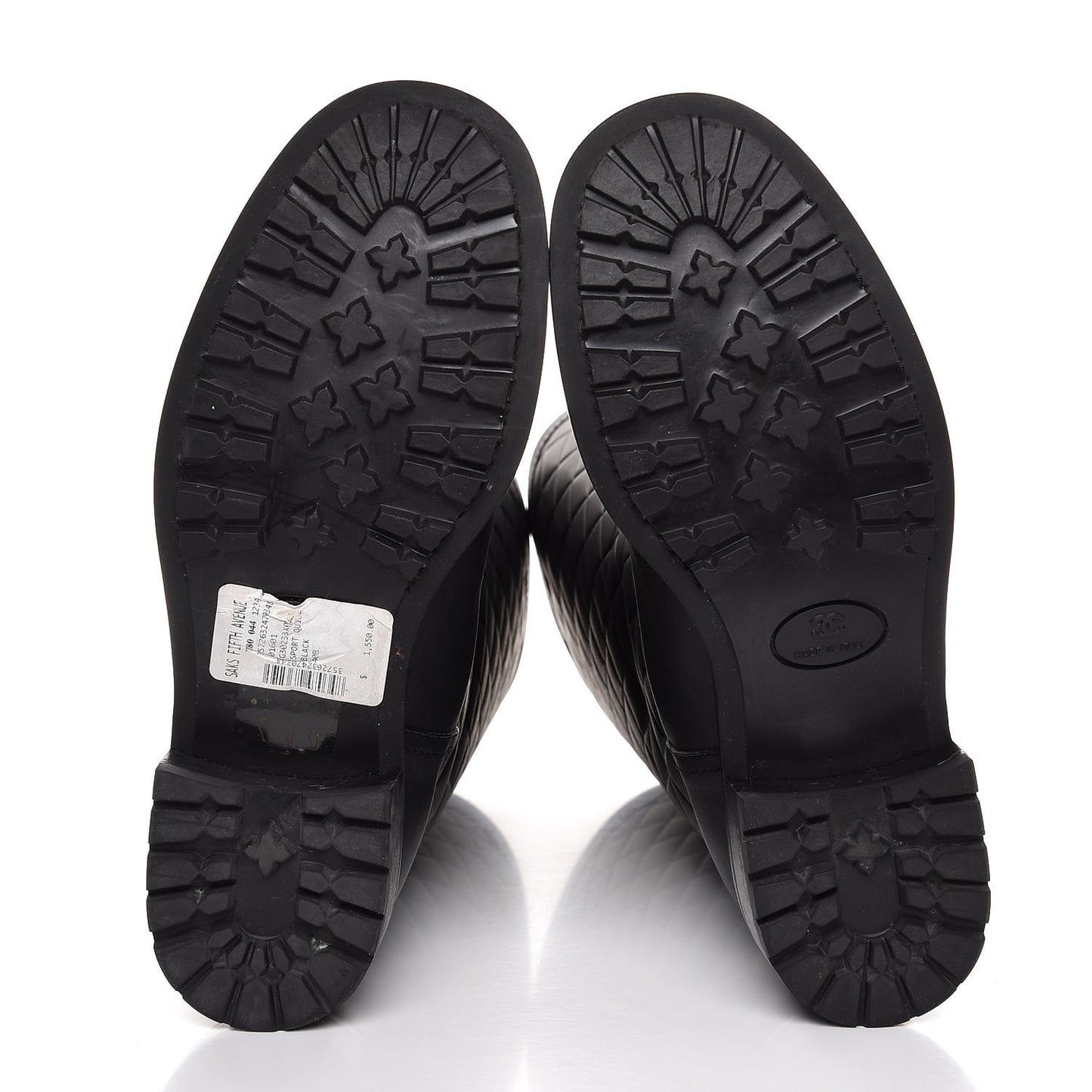 Oily Calfskin Quilted High Boots 40 Black