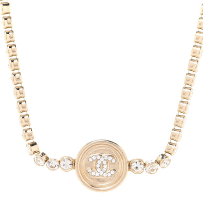 Chanel Crystal CC Chain Short Necklace Gold 4 of 6