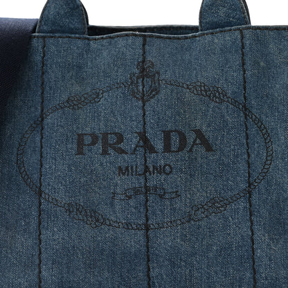 Prada Denim Small Logo Tote Bleu 9 of 12