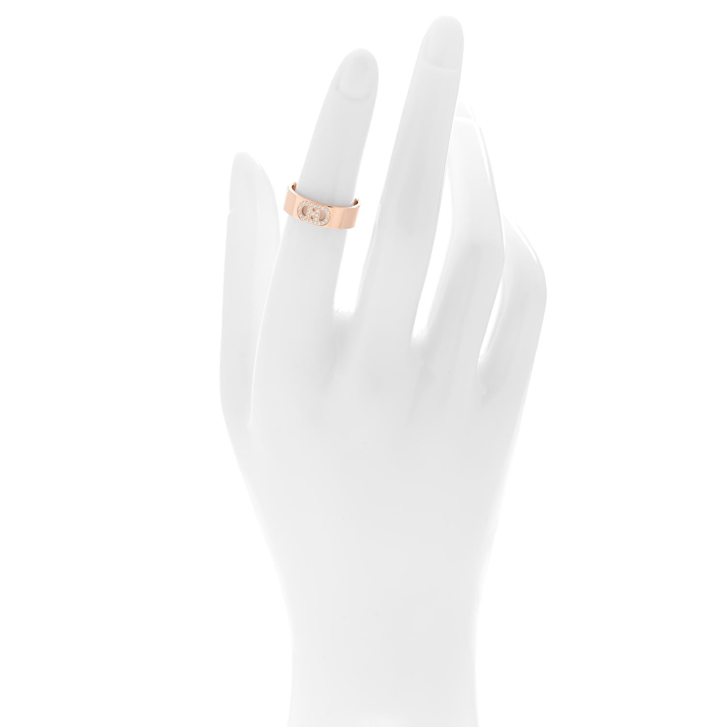 Hermes 18K Rose Gold Diamond PM H D'Ancre Ring 50 5.25 2 of 5