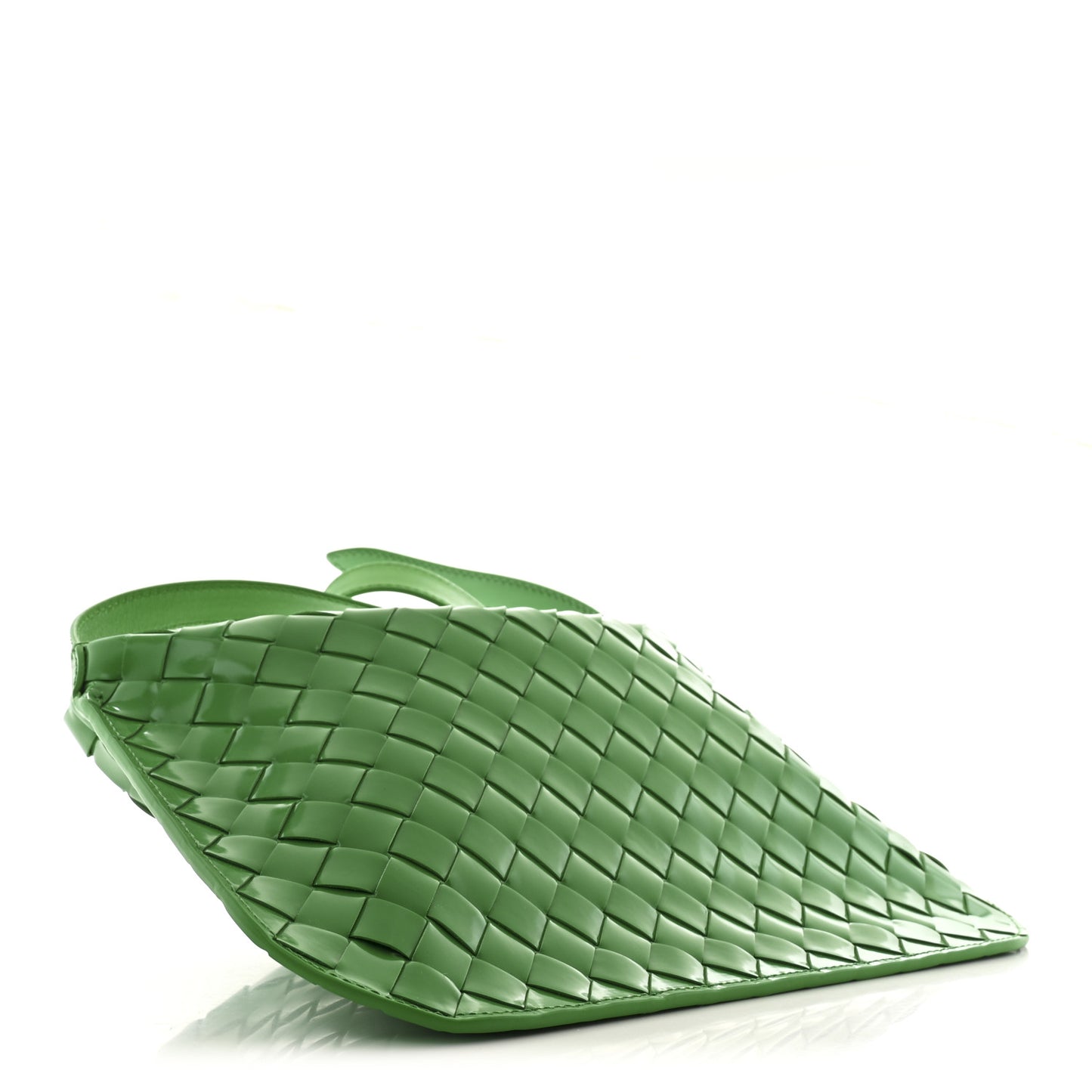Brushed Calfskin Intrecciato Cradle Fold Over Shoulder Bag Parakeet
