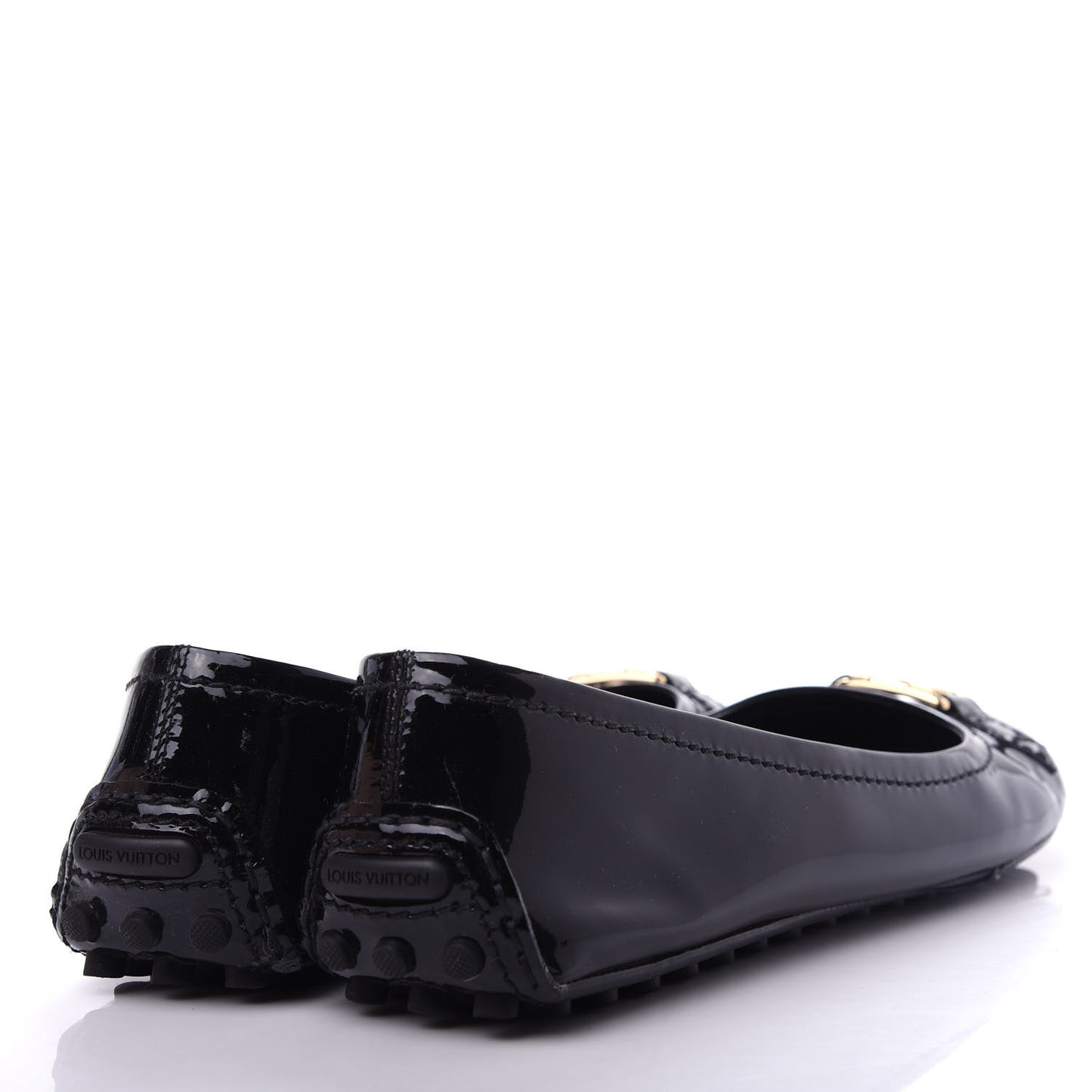 Patent Calfskin Oxford Ballerina Flats 39 Black