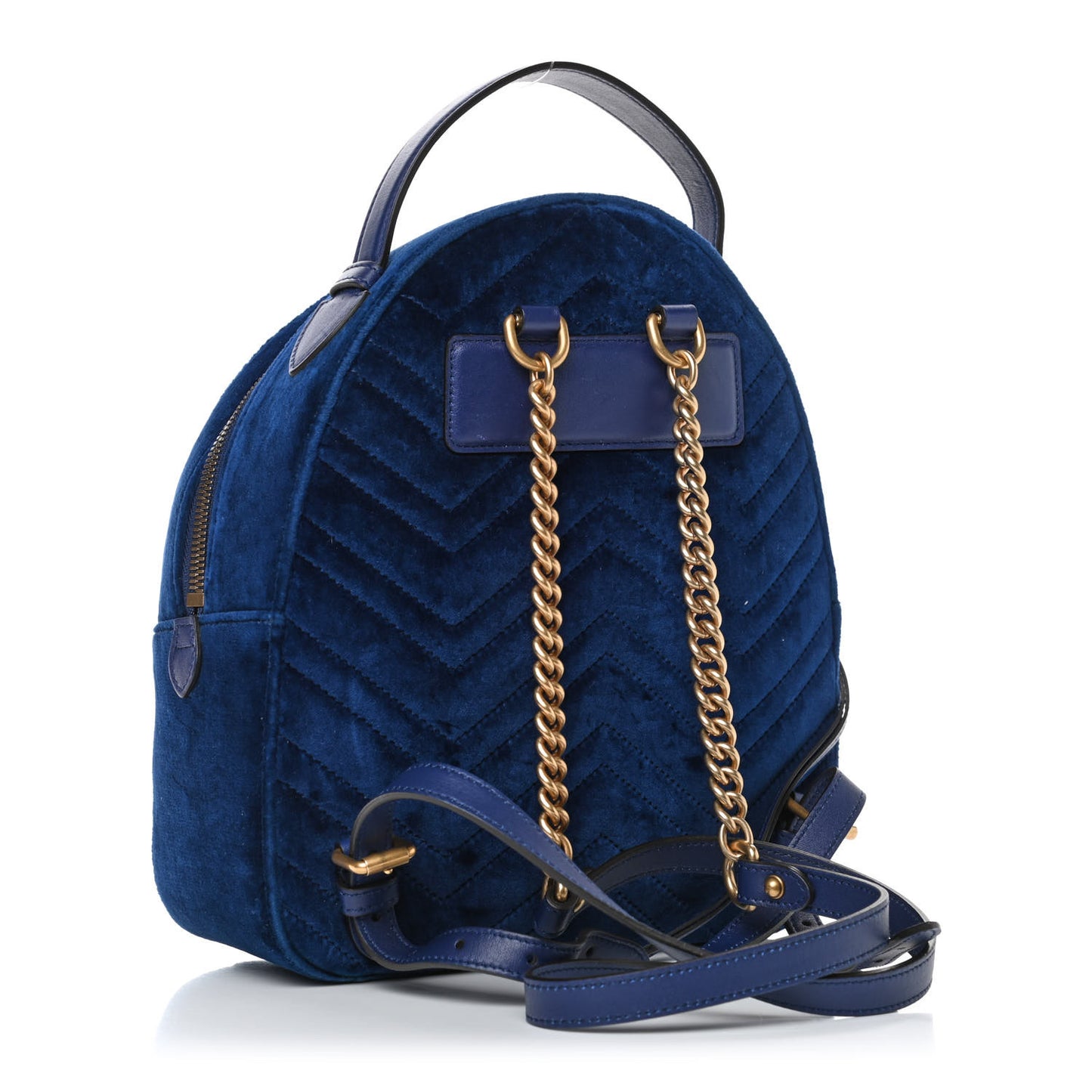 Velvet Matelasse GG Marmont Dome Backpack Cobalt Blue
