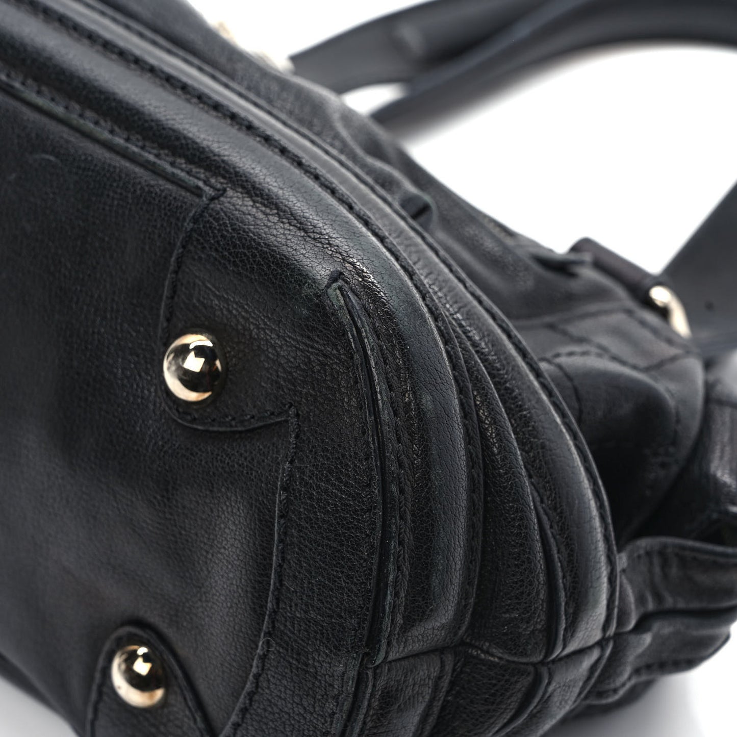 Goatskin Square Stitch Essential Bowler Black