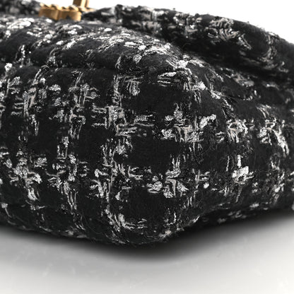 Chanel Tweed Quilted Large Chanel 19 Flap Black Ecru White 10 of 11