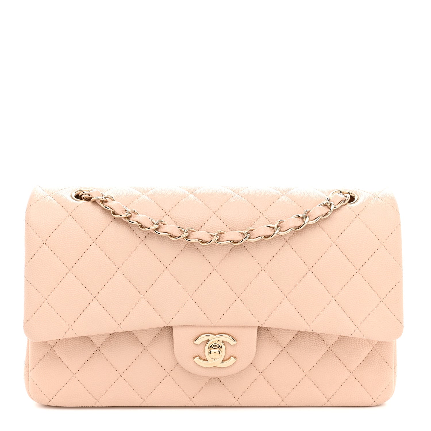 Chanel Caviar Quilted Medium Double Flap Light Beige 1 of 10