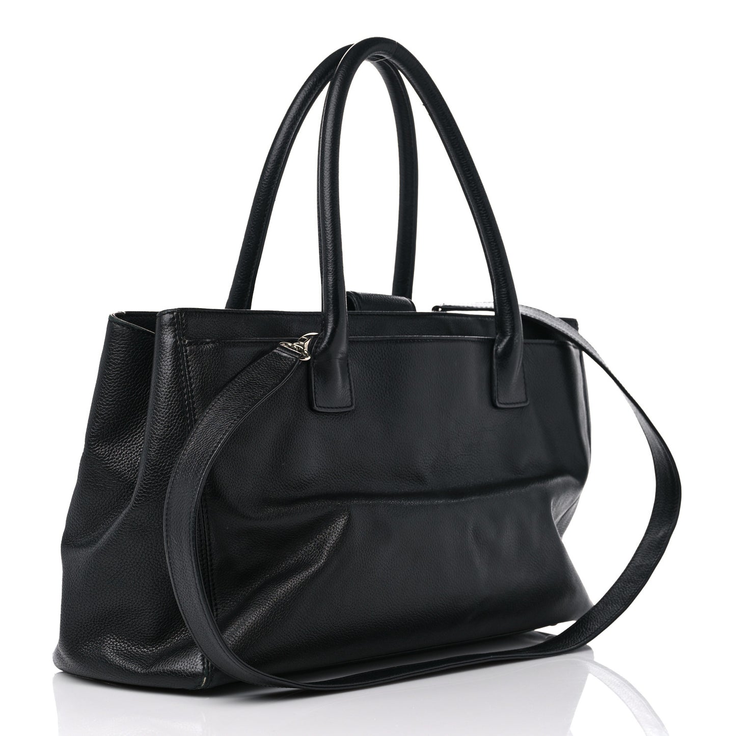 Calfskin Cerf Executive Shopper Tote Black