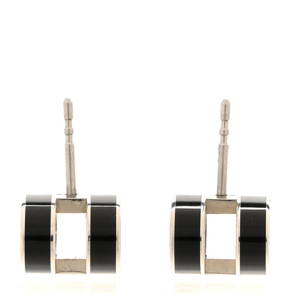 Hermes Palladium Lacquered Mini Pop H Earrings Black 3 of 4