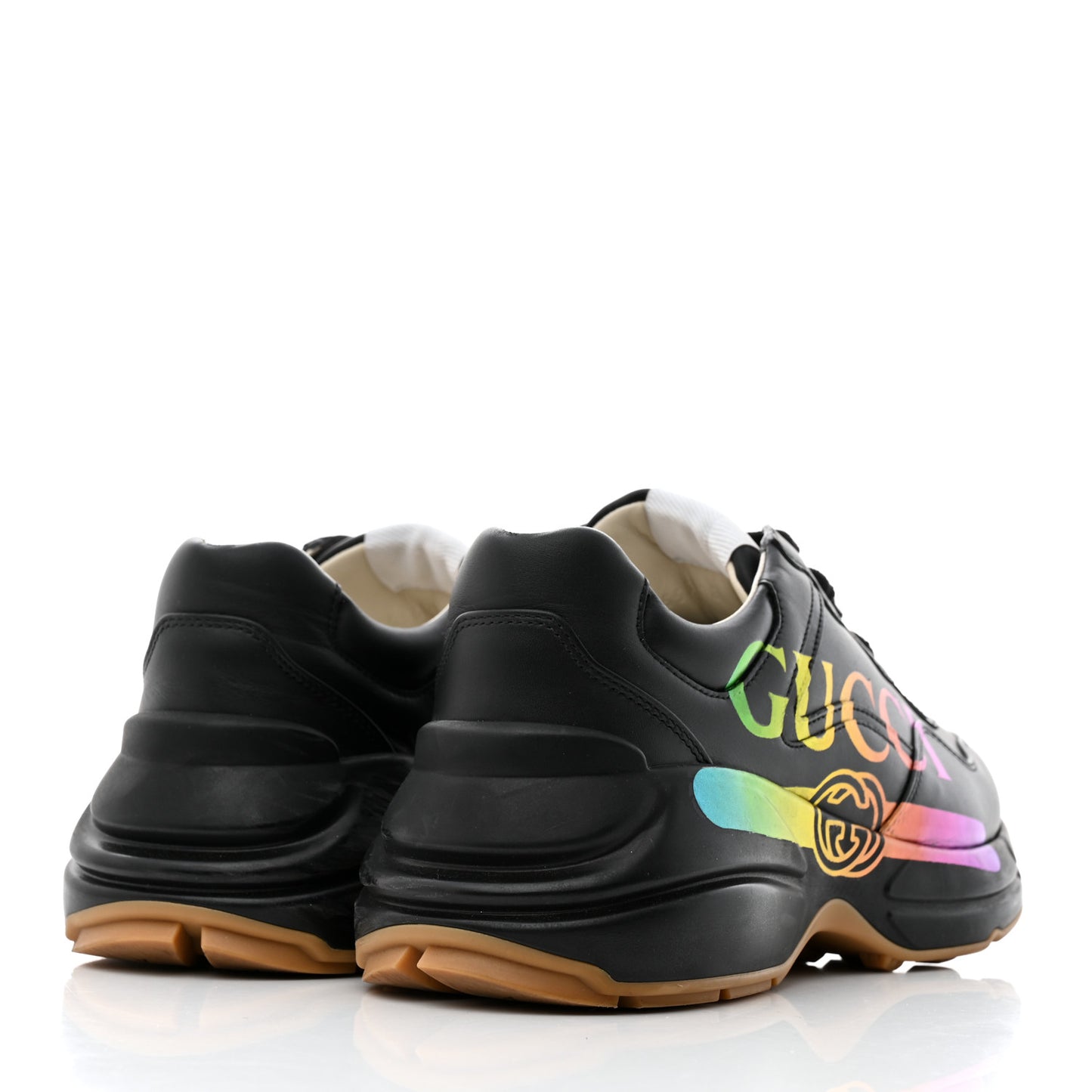 Calfskin Iridescent Logo Womens Rhyton Sneakers 39.5 Black