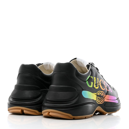 Gucci Calfskin Iridescent Logo Womens Rhyton Sneakers 39.5 Black 4 of 9