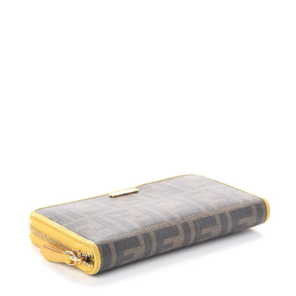 Fendi Zucca Spalmati Vitelllo Elite Zip Around Wallet Tobacco Yellow 4 of 11