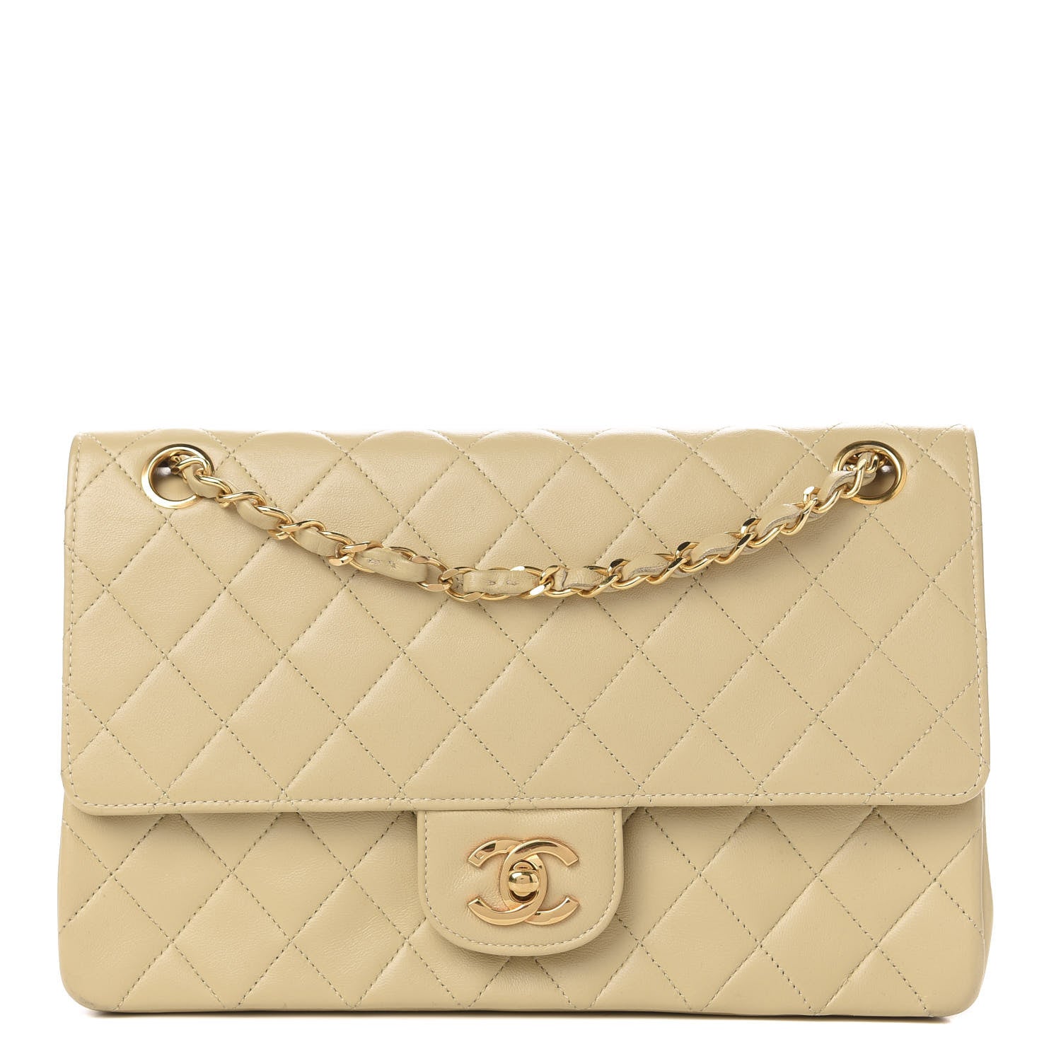 Chanel Lambskin Quilted Medium Double Flap Beige 1 of 16