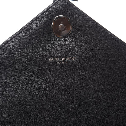 Saint Laurent Sheepskin Matelasse Chevron Monogram Monochrome Large College Satchel Black 6 of 11