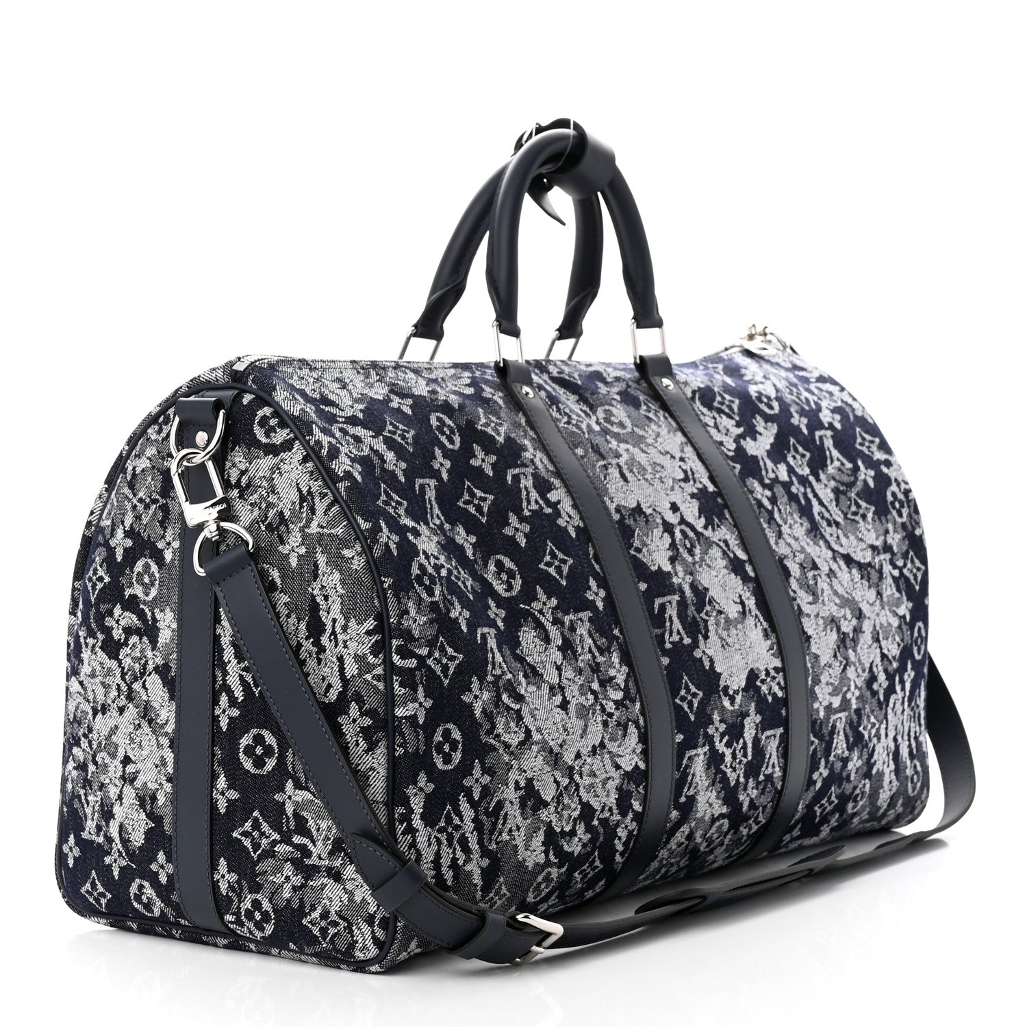 Louis Vuitton Monogram Tapestry Keepall Bandouliere 50 Bleu 3 of 10