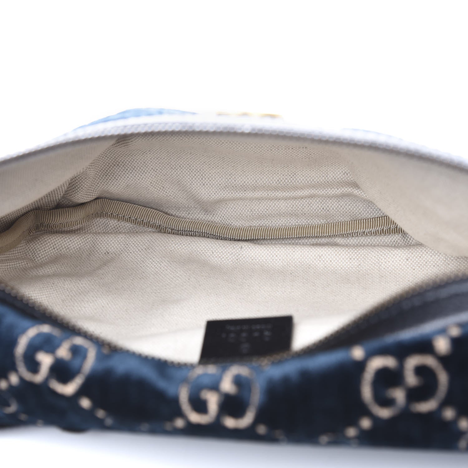 Gucci Velvet GG Monogram Web Belt Bag Blue Beige 5 of 9