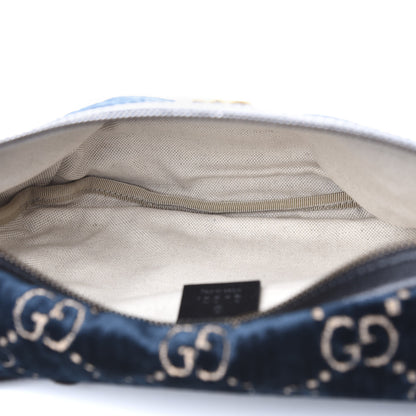 Gucci Velvet GG Monogram Web Belt Bag Blue Beige 5 of 9