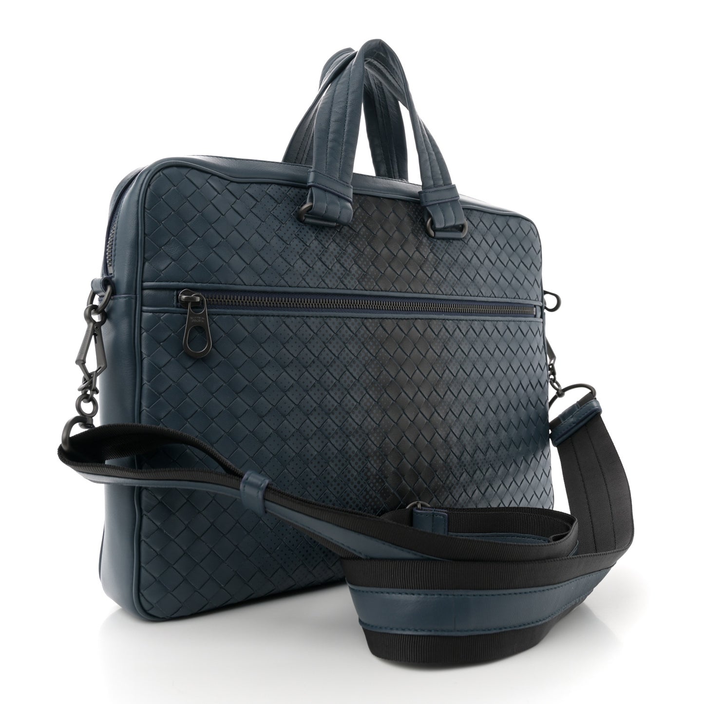 Nappa Intrecciato Medium Briefcase Blue Black