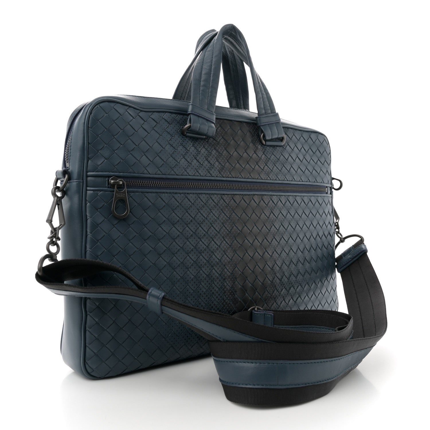Bottega Veneta Nappa Intrecciato Medium Briefcase Blue Black 3 of 13