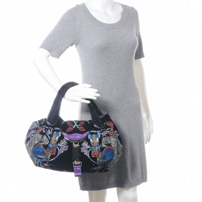 Fendi Velvet Embroidered Squirrel Spy Black Multicolor 2 of 7