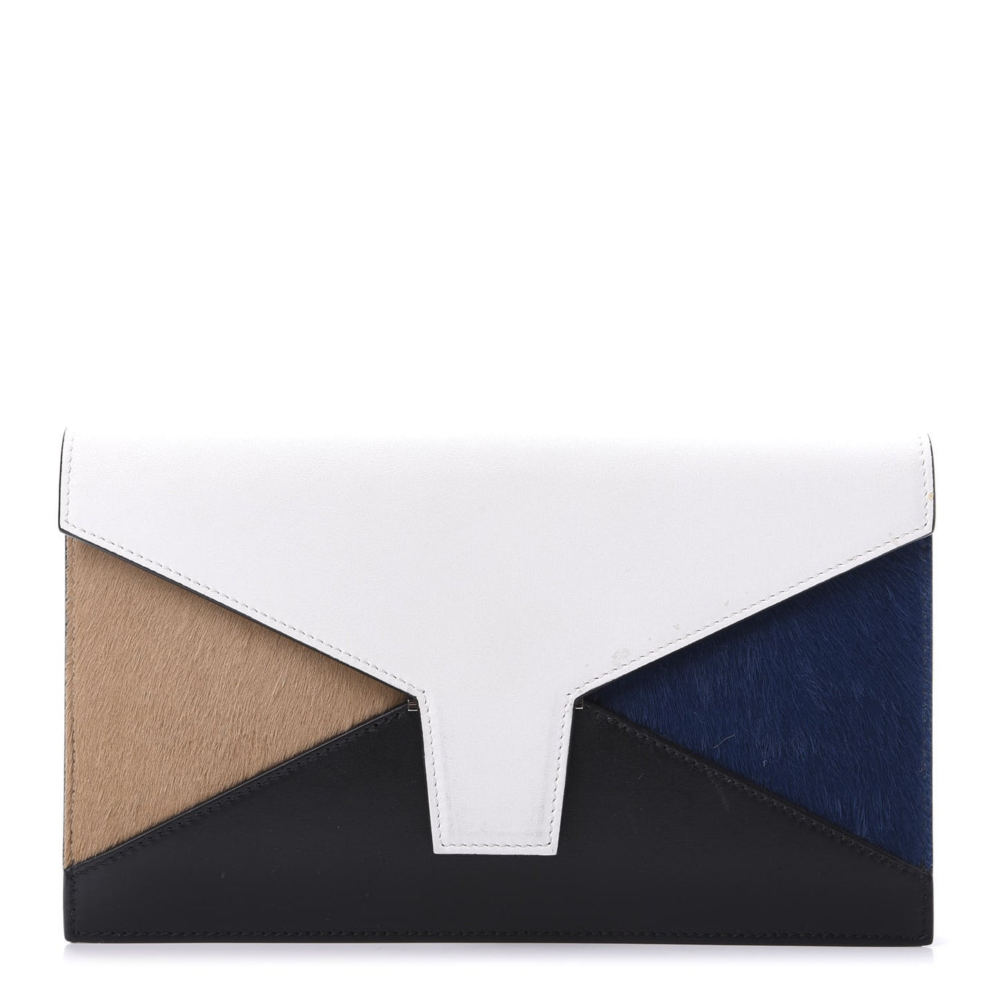 Pony Hair Calfskin Diamond Clutch Wallet White