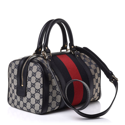 Gucci Monogram Vintage Web Small Boston Navy 4 of 11