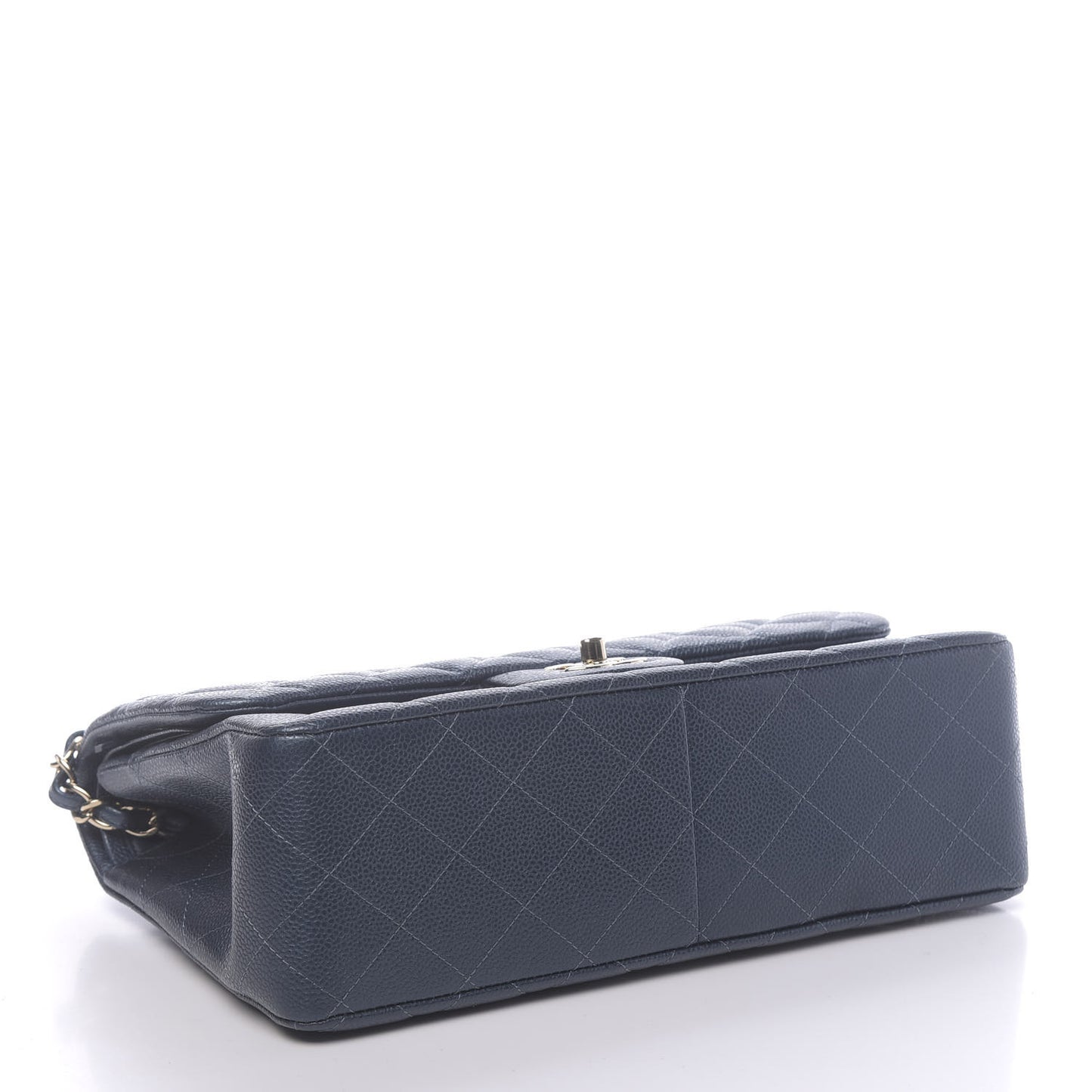 Iridescent Caviar Quilted Jumbo Double Flap Dark Blue