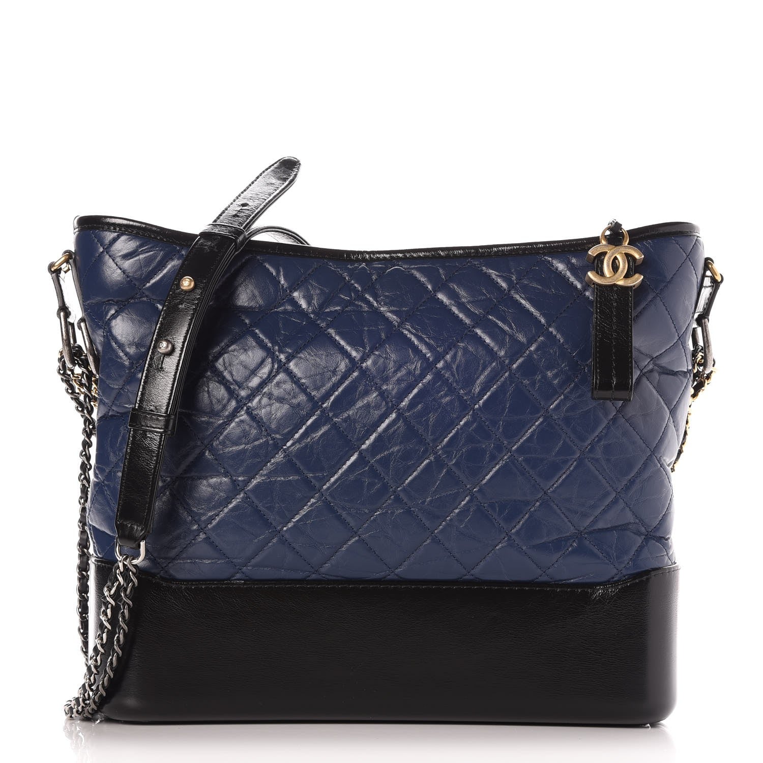 Chanel Aged Calfskin Quilted Large Gabrielle Hobo Navy Black 1 of 8