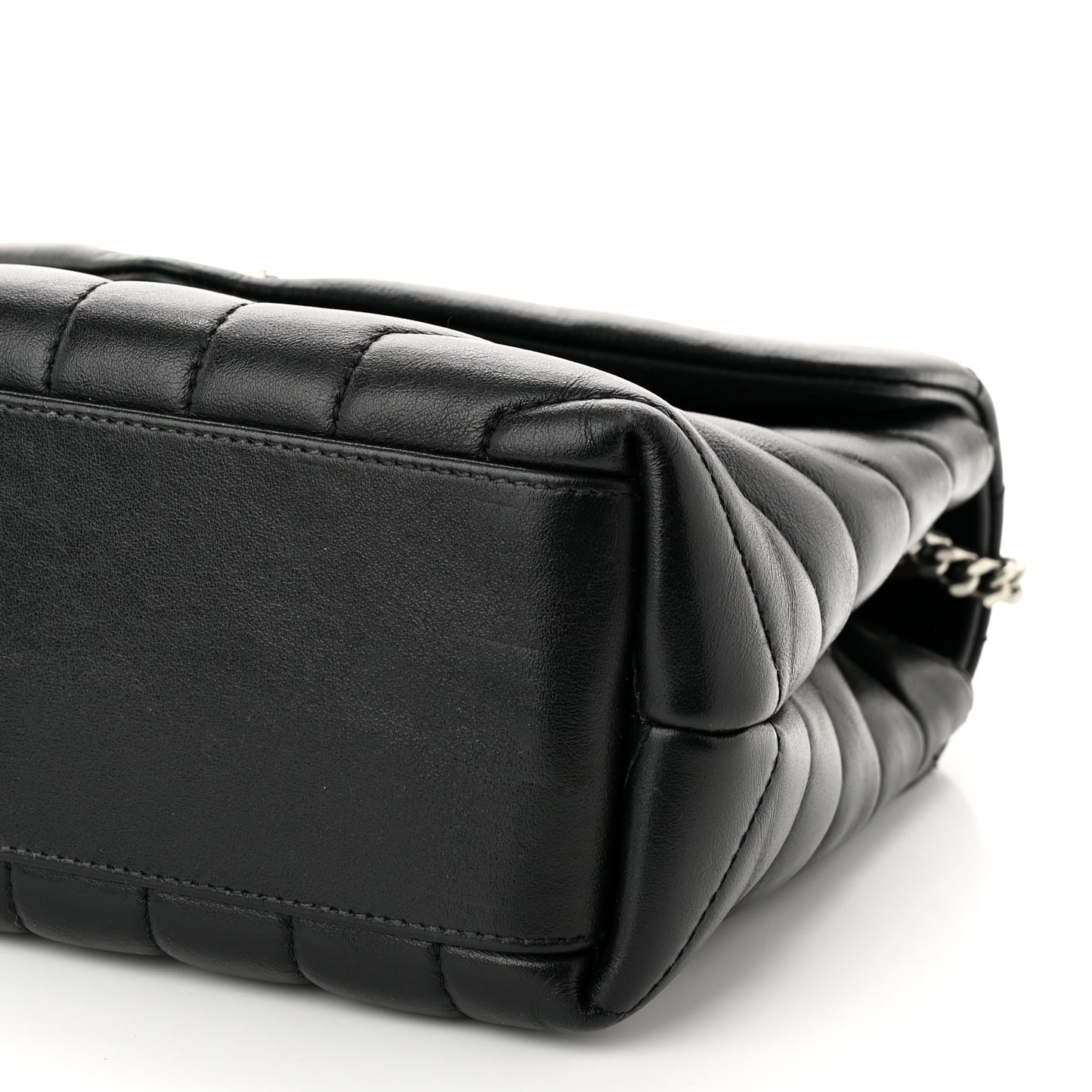 Calfskin Y Quilted Monogram Small Loulou Chain Satchel Black