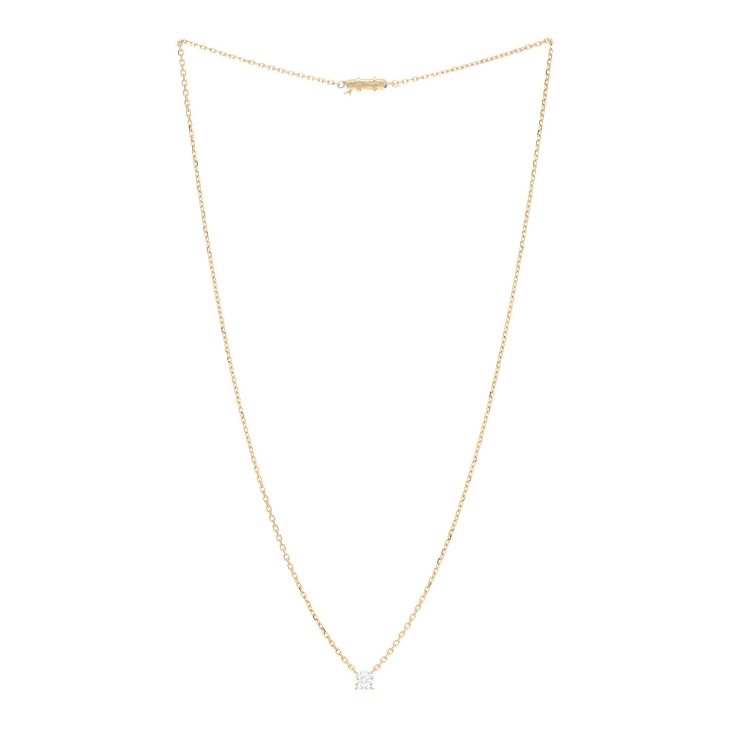 Cartier 18K Yellow Gold Diamond .54ct Solitaire 1895 Pendant Necklace 2 of 4