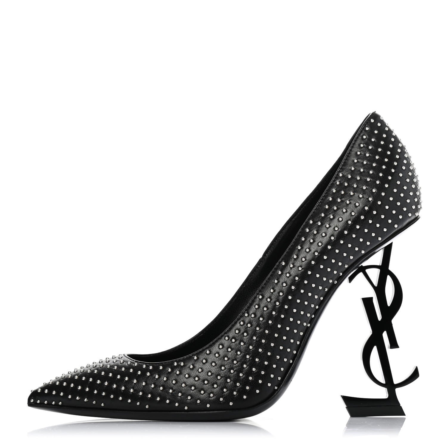 Saint Laurent Calfskin Studded Opyum 100 Pumps 35.5 Black 1 of 4