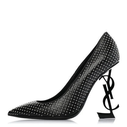 Saint Laurent Calfskin Studded Opyum 100 Pumps 35.5 Black 1 of 4